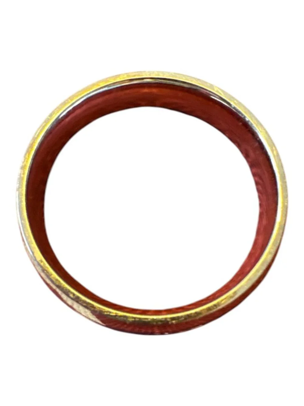 Silver-Tone Band Ring With Clear Rhinestones & Textured Red Accents